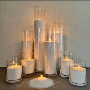 Cylinder Glass Candles with Powder